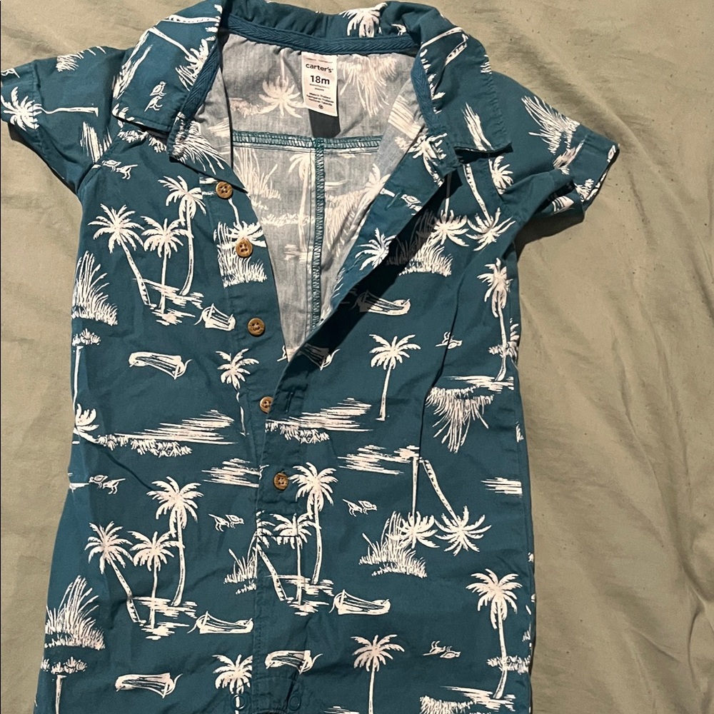 18 month Carter's Summer one piece  with White Palm Print